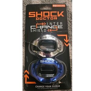 Shock Doctor Interchangable Mouthguard Shield Silver Blue‎ Sports Protective